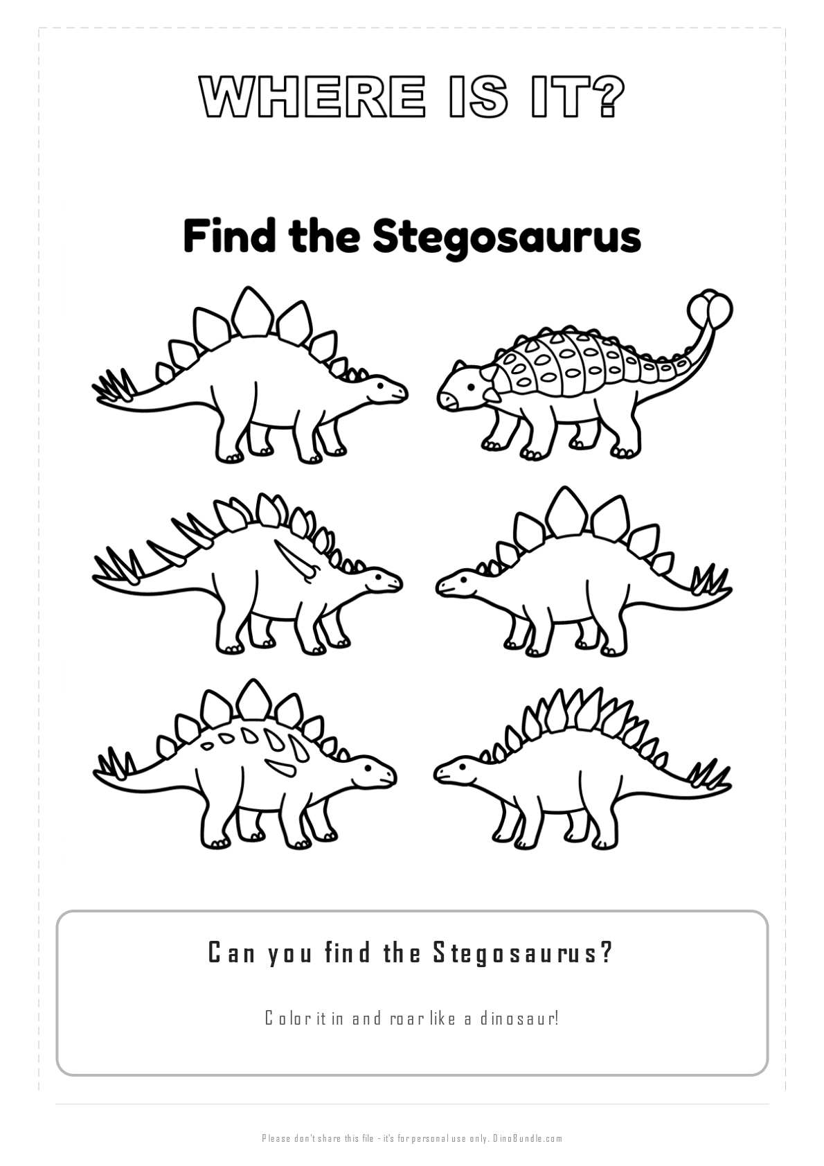 Stegosaurus printable page 3