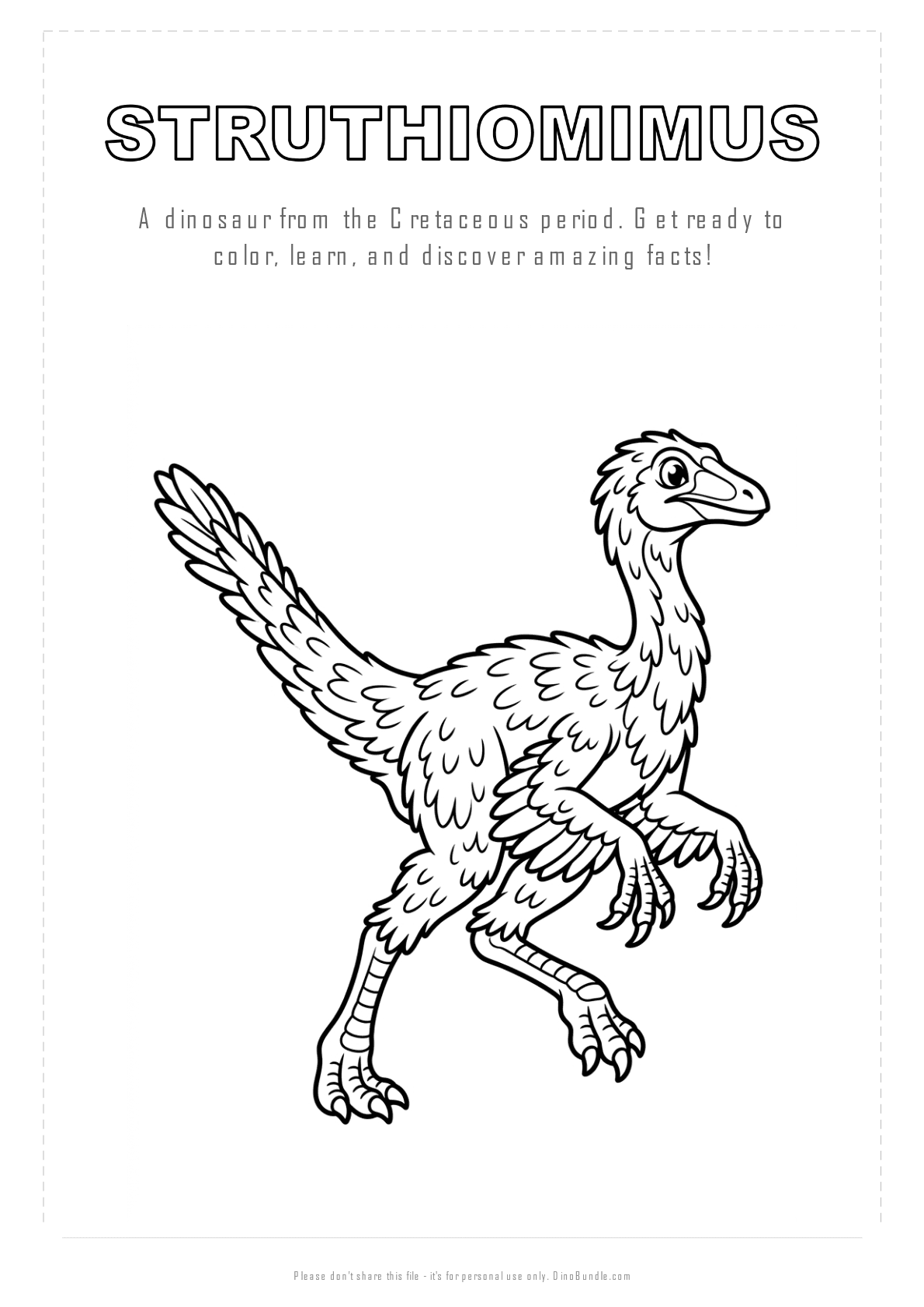 Struthiomimus printable page 1