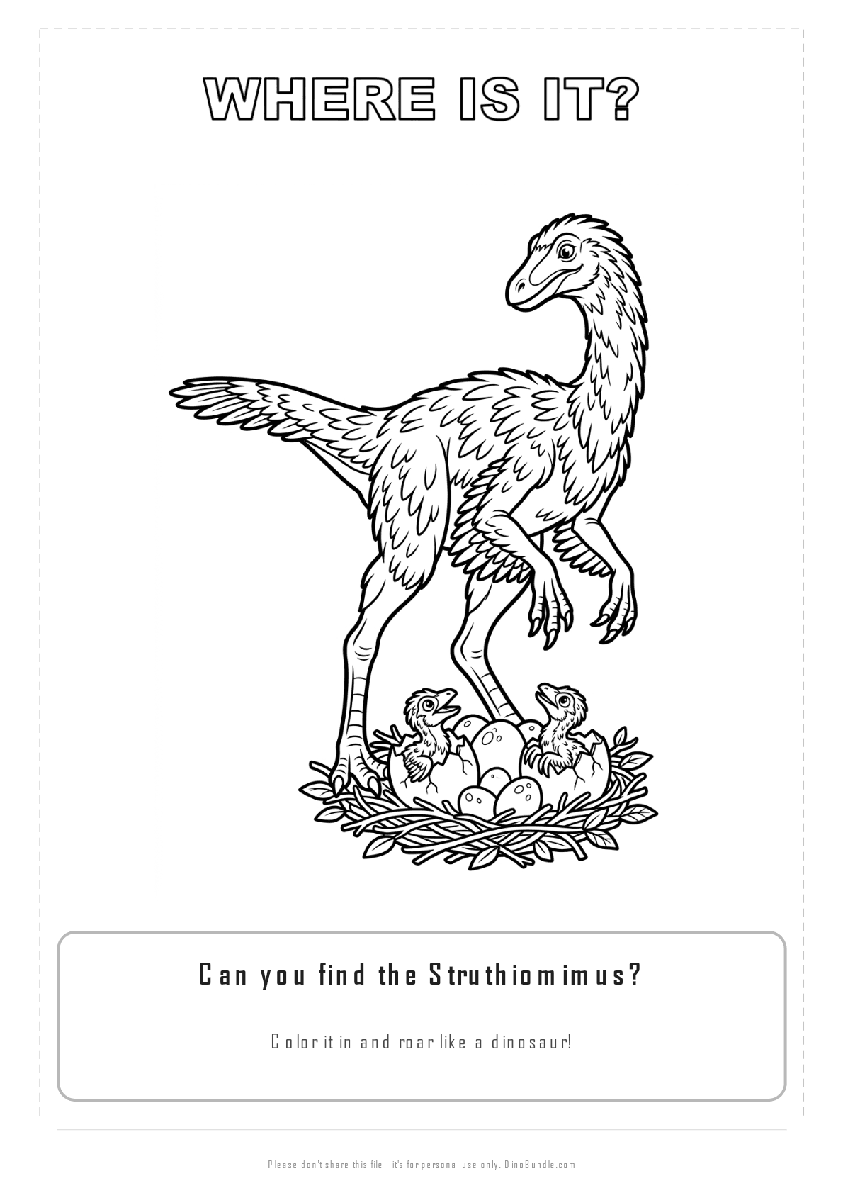 Struthiomimus printable page 3