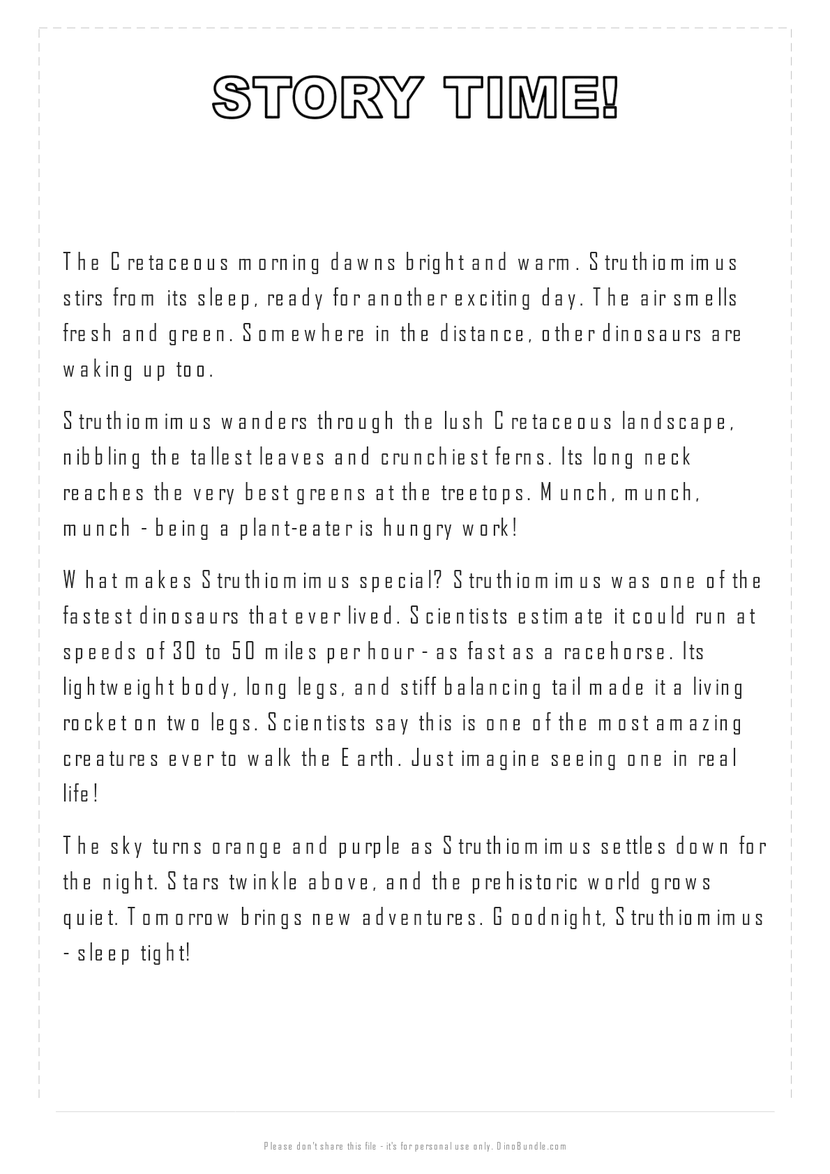 Struthiomimus printable page 4