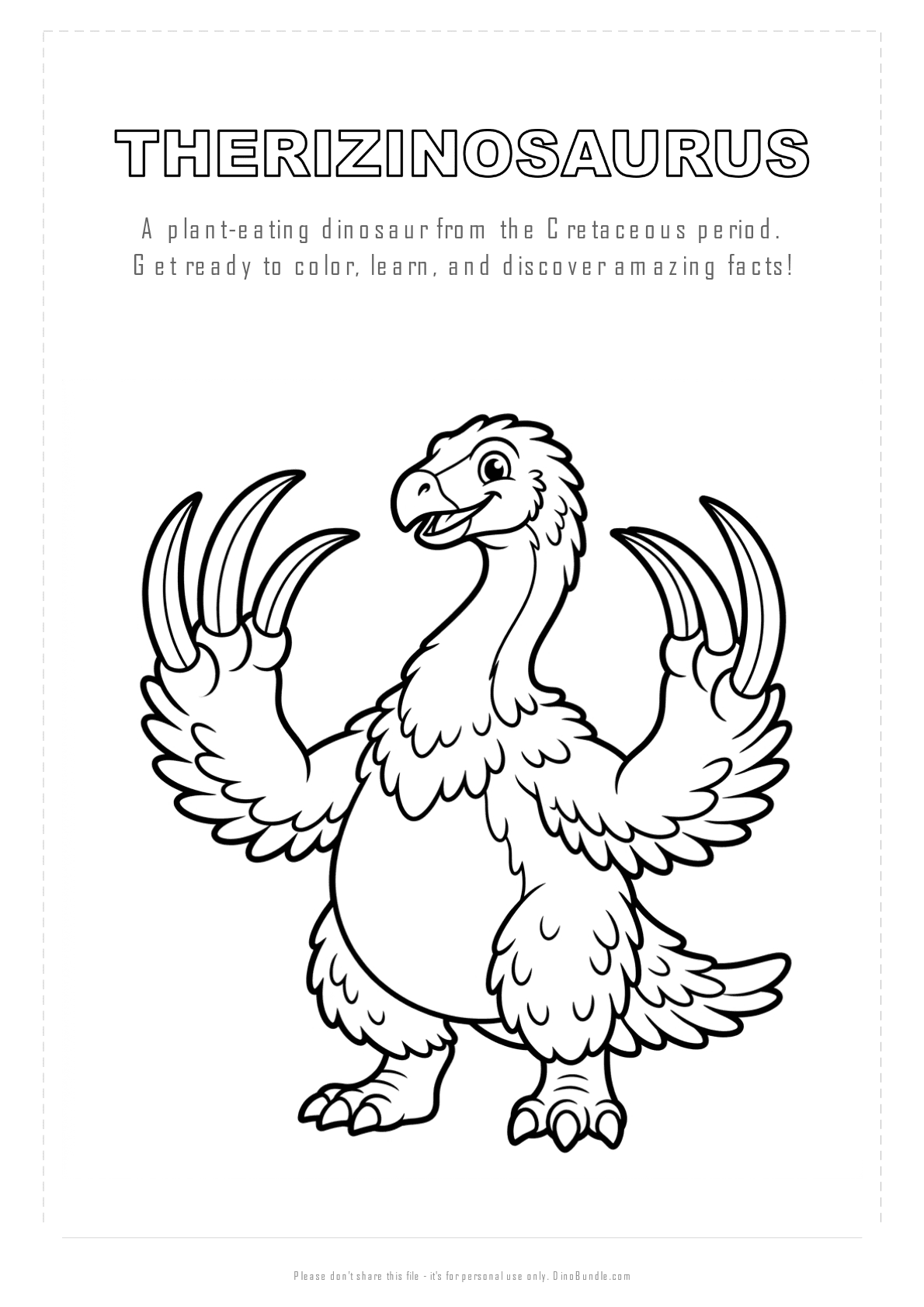Therizinosaurus printable page 1