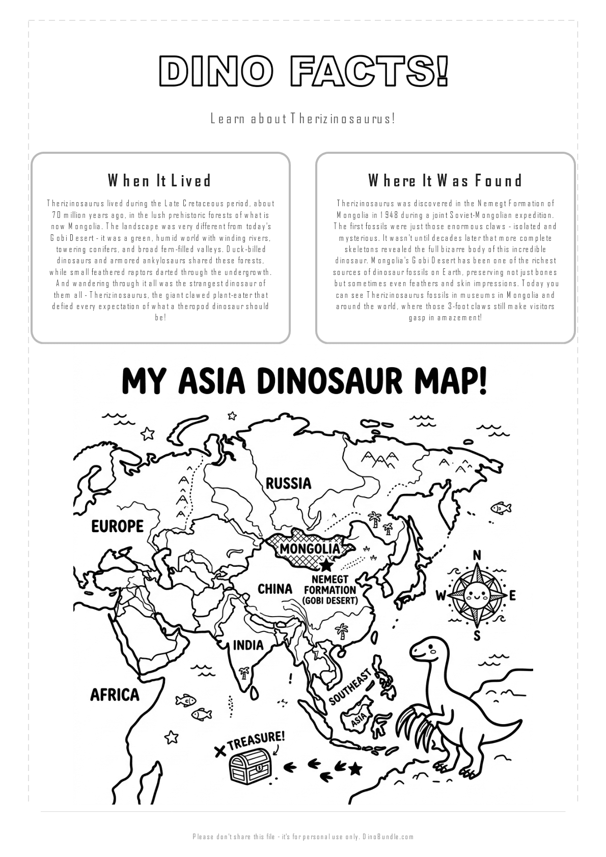 Therizinosaurus printable page 2