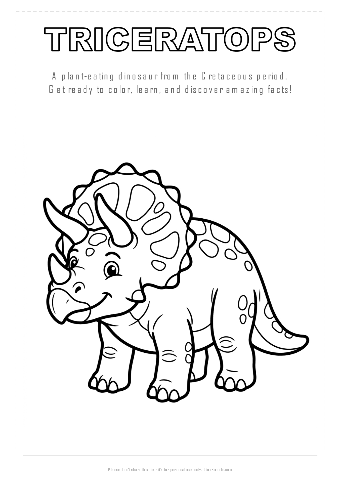 Triceratops printable page 1