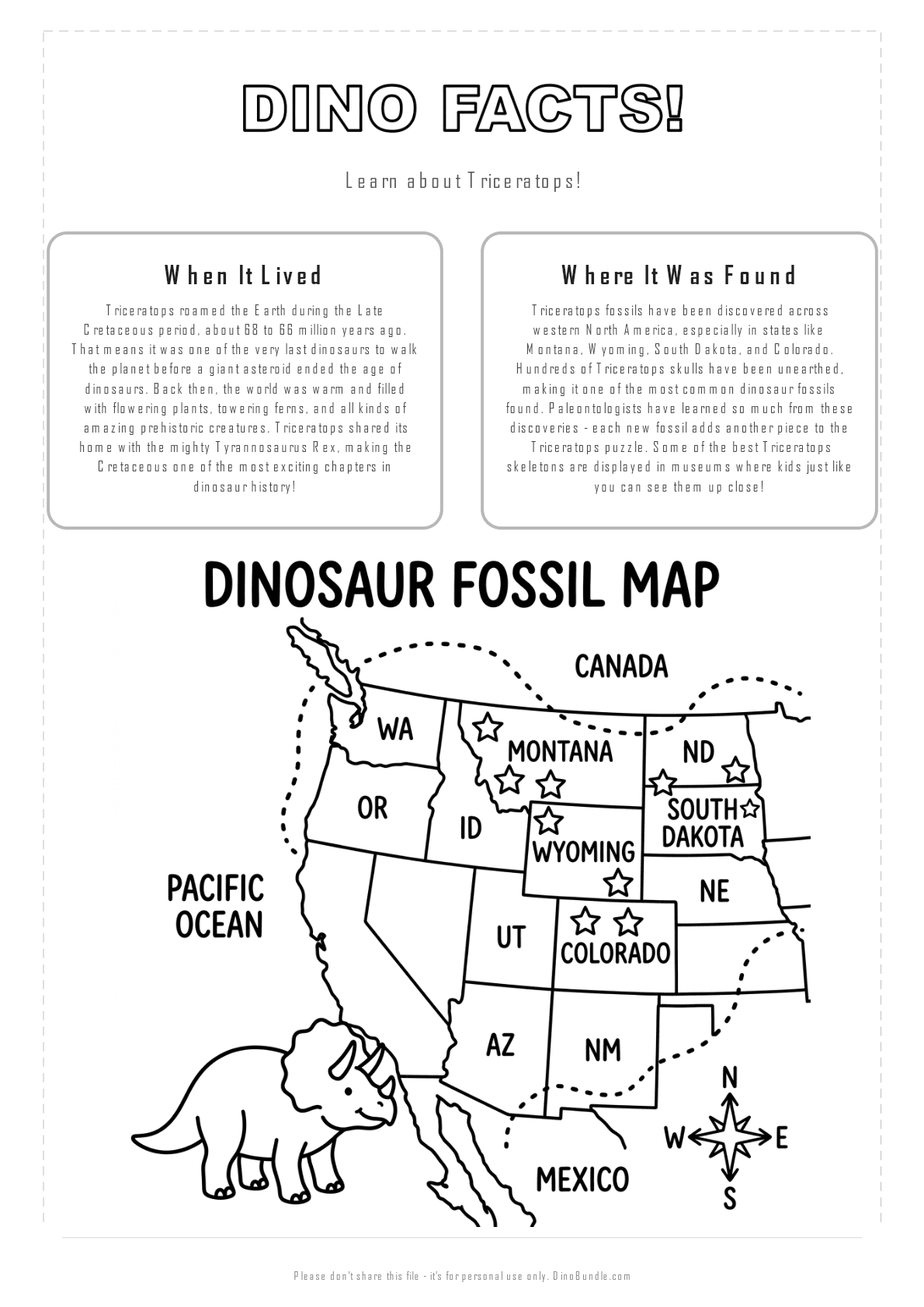 Triceratops printable page 2