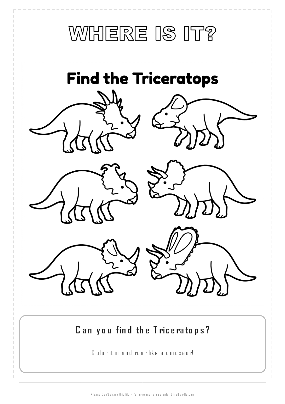 Triceratops printable page 3