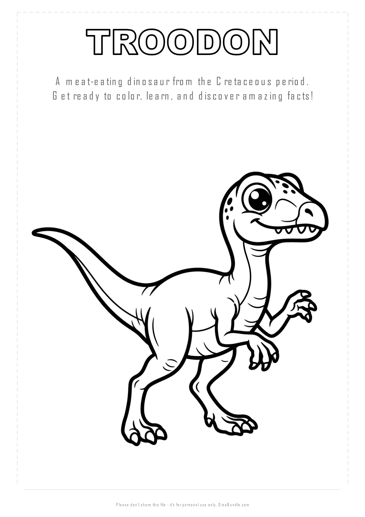 Troodon printable page 1
