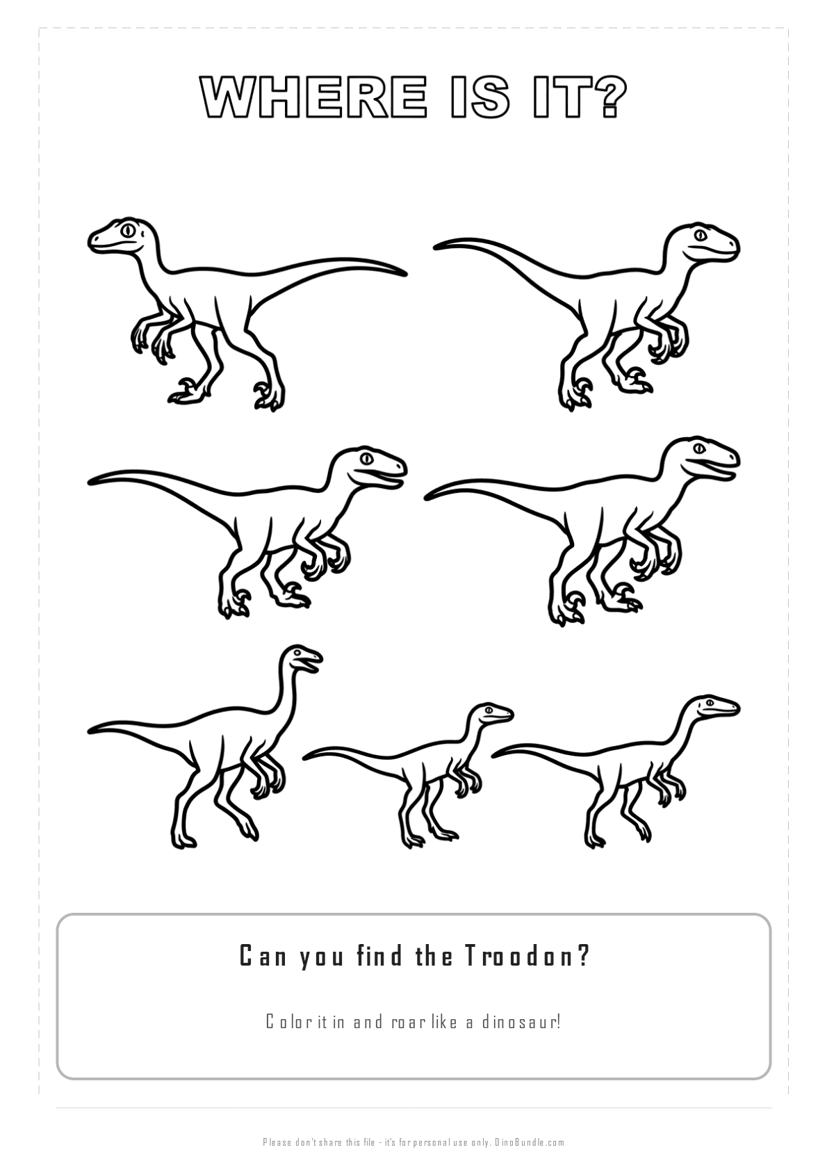 Troodon printable page 3