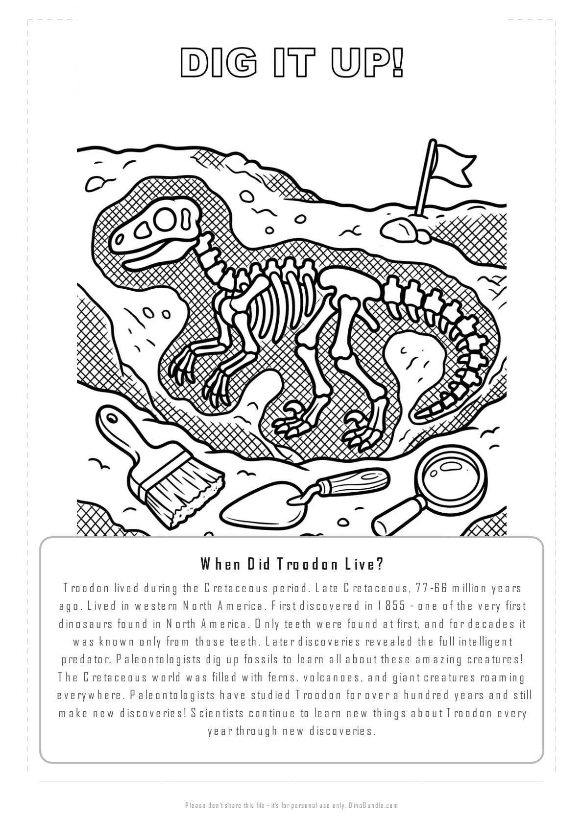 Troodon printable page 6