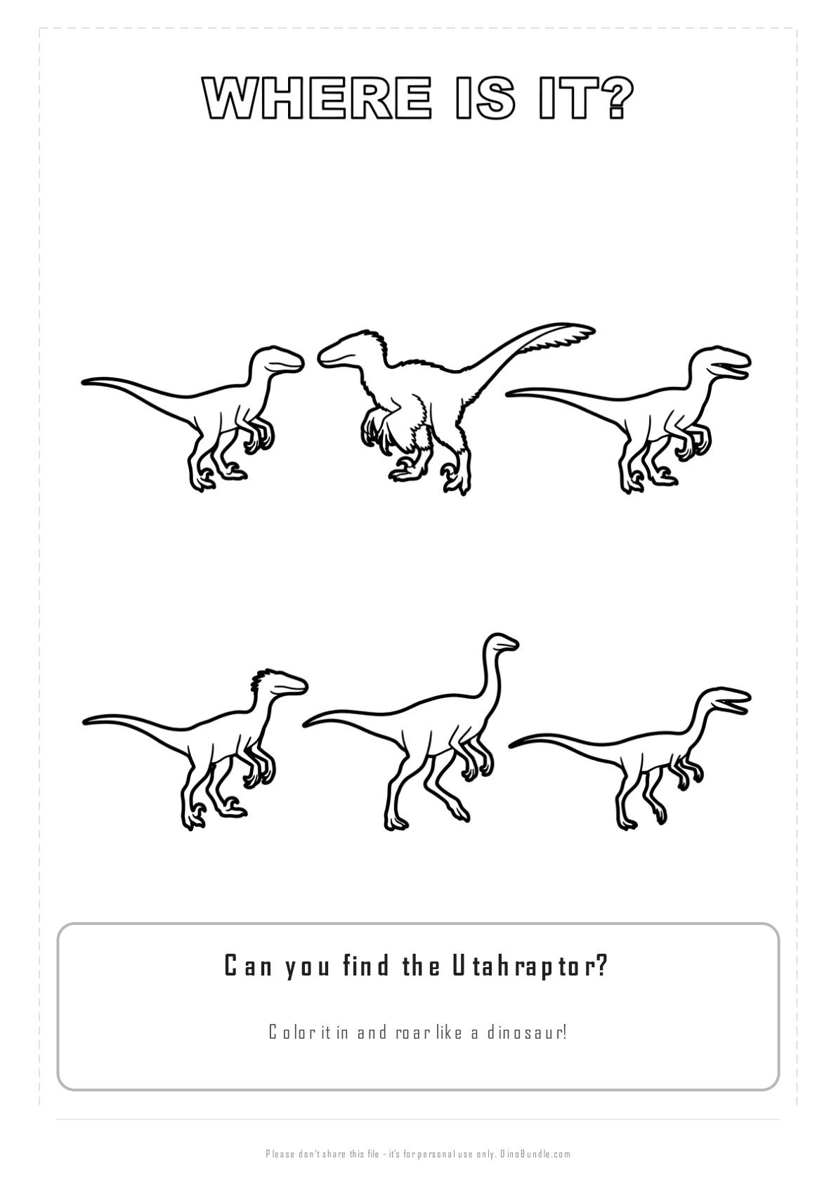 Utahraptor printable page 3