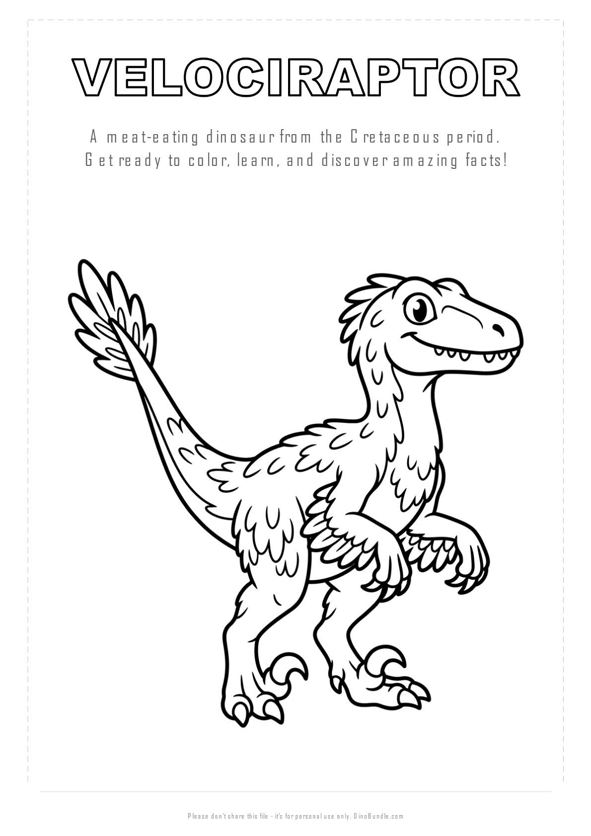 Velociraptor printable page 1