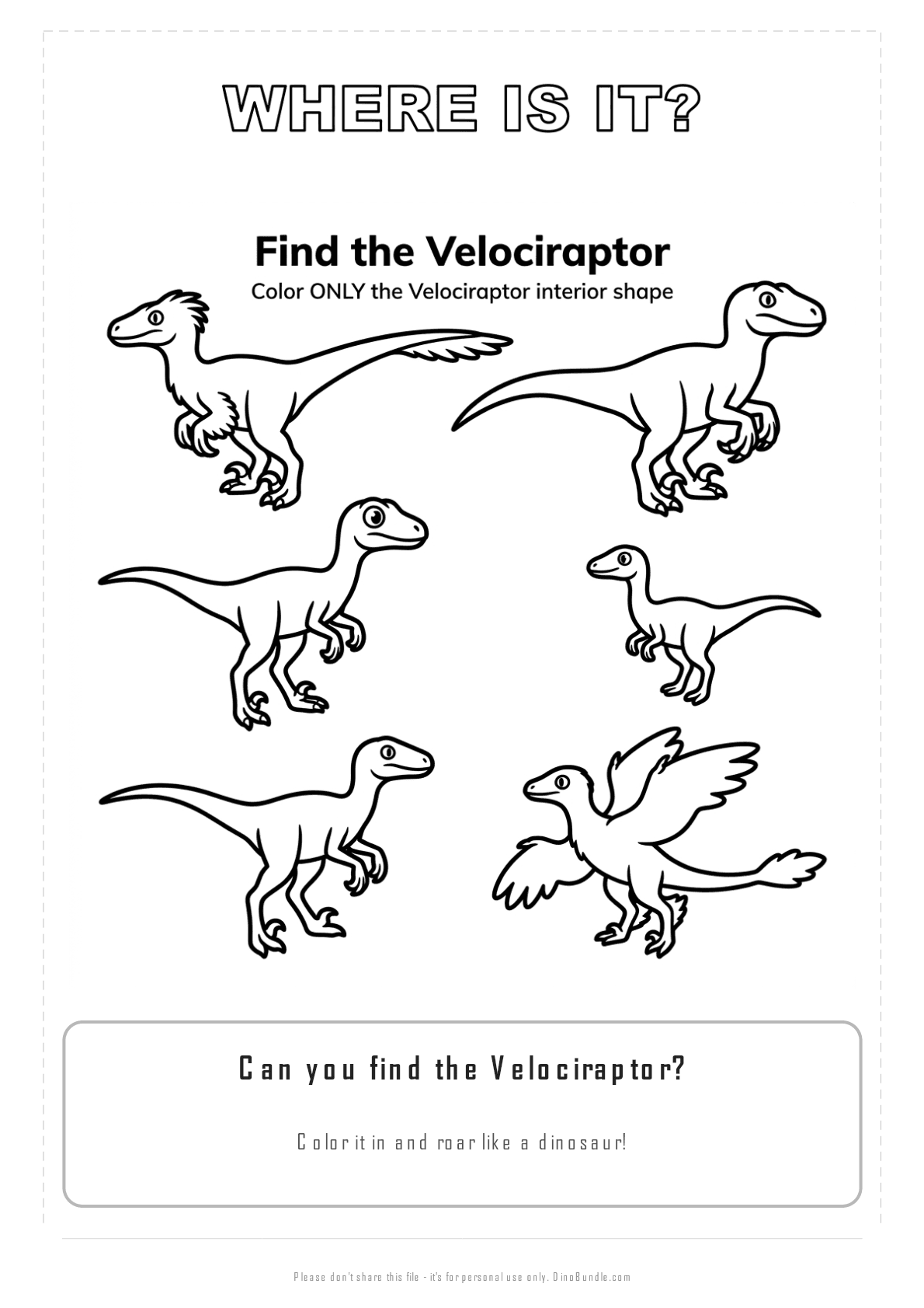 Velociraptor printable page 3
