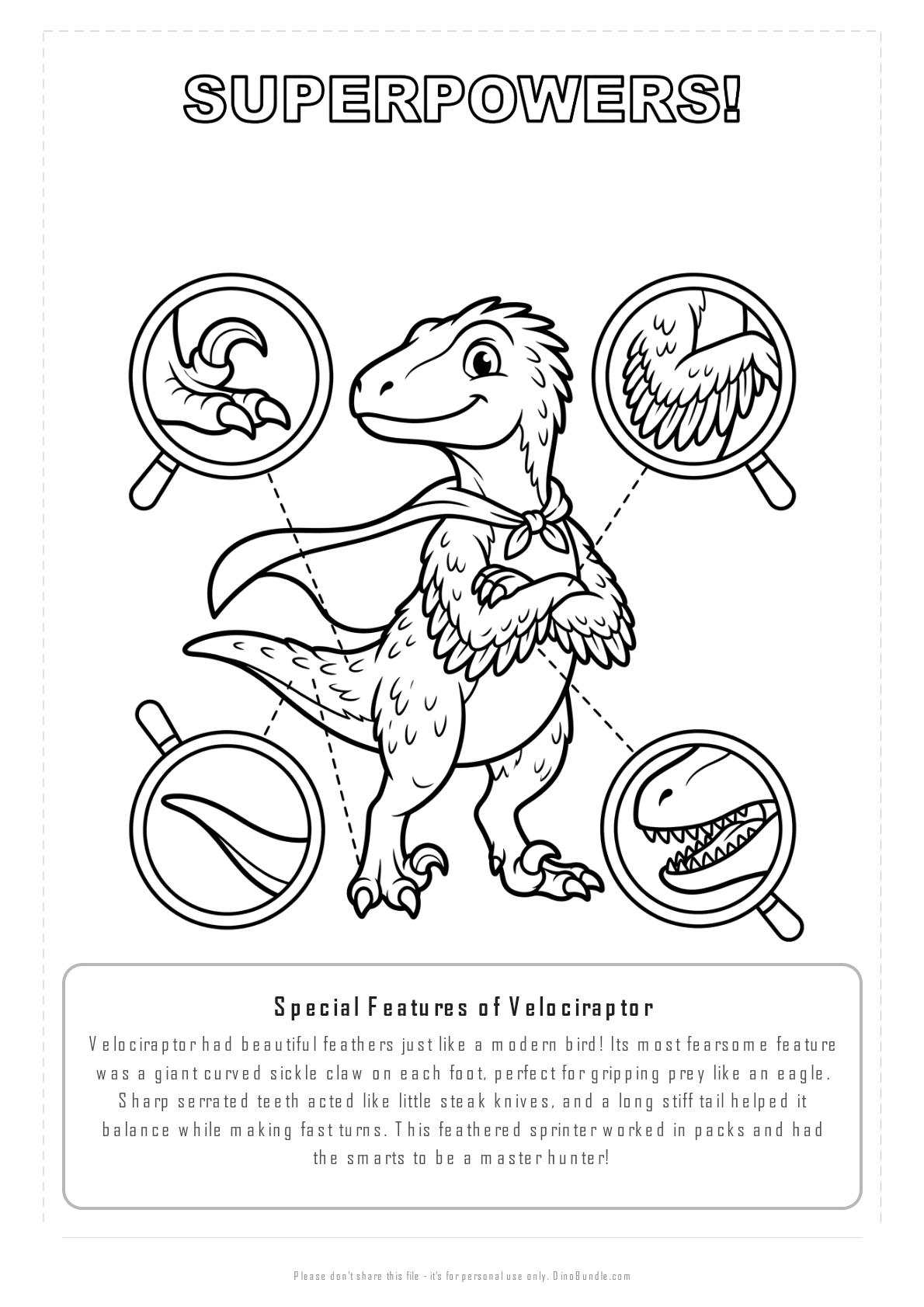 Velociraptor printable page 7